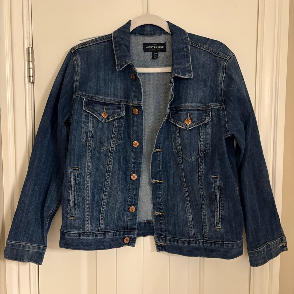 Large Lucky Brand Medium Blue Denim Trucker Jacket